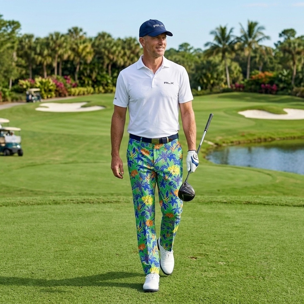 RLX Ralph Lauren Performance Golf Mens Pants 34x34 Green Tropical Statement Luxe